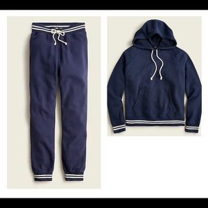 J.Crew 2-pc university terry hoodie & Sweatpant Striped Cuffs ~ XXS ~ Navy